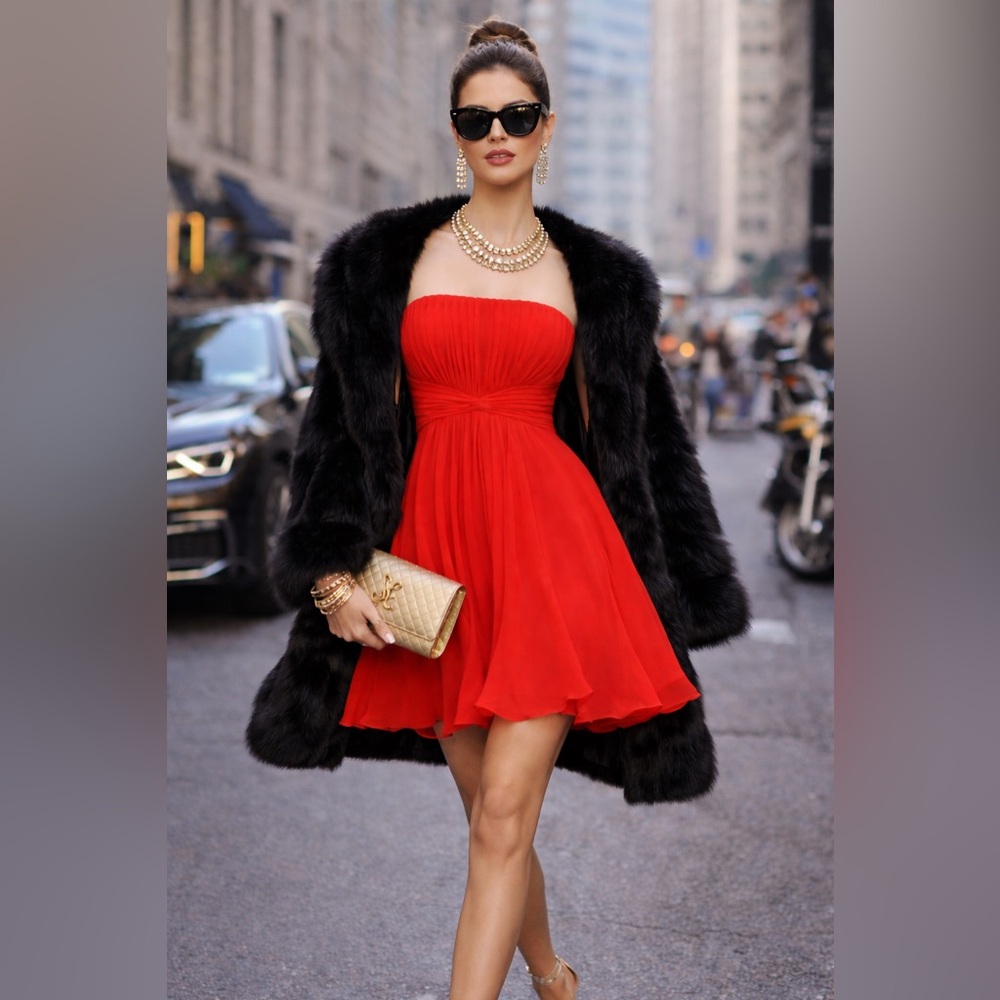 ✨ NWT BCBGMAXAZRIA “Duran” Strapless Dress – Red